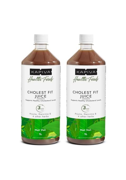 Kapiva Cholest Fit Juice, 1L X 2 Month Pack | Supports Healthy Cholesterol With Arjuna, Apple Cider Vinegar, & 4 More Herbs (Pack Of 2)