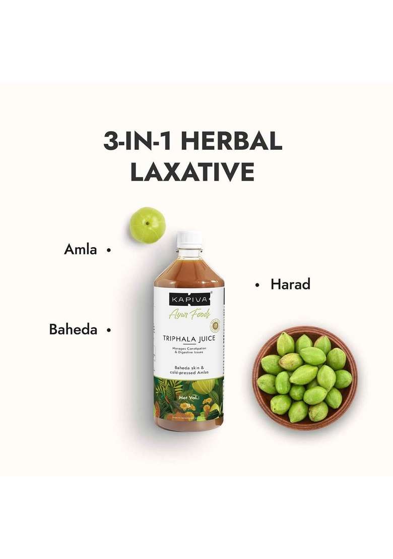 Kapiva Triphala Juice | 100% Ayurvedic Relieves Constipation & Improves Digestion No Added Sugar, 1L - Indya