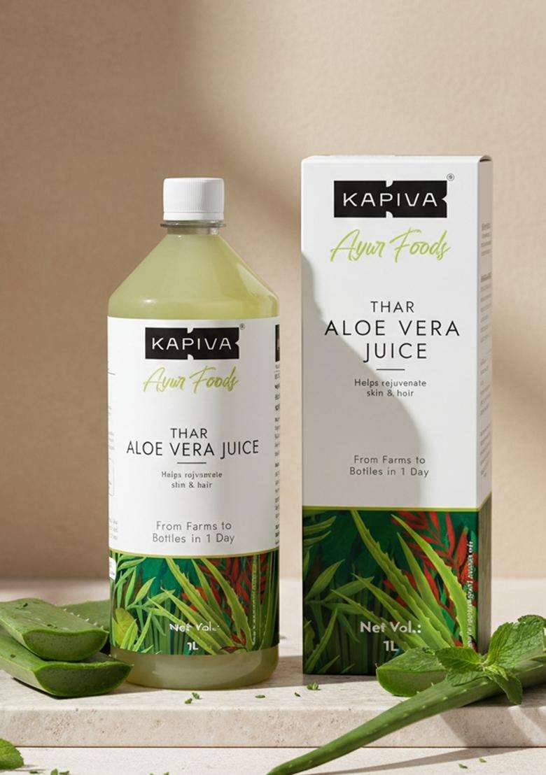 Kapiva Thar Aloe Vera Juice (With Pulp) | Rejuvenates Skin And Hair Natural Made Within 4 Hours Of Harvesting No Added Sugar, 1L - Indya