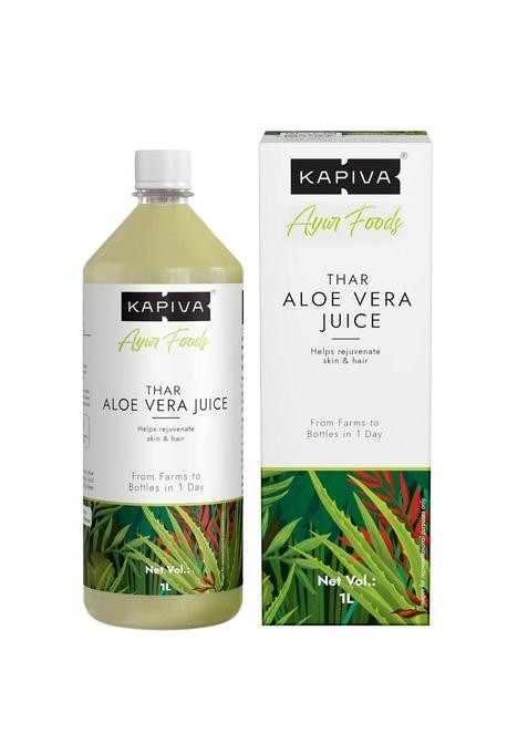 Kapiva Thar Aloe Vera Juice (With Pulp) | Rejuvenates Skin And Hair Natural Made Within 4 Hours Of Harvesting No Added Sugar, 1L