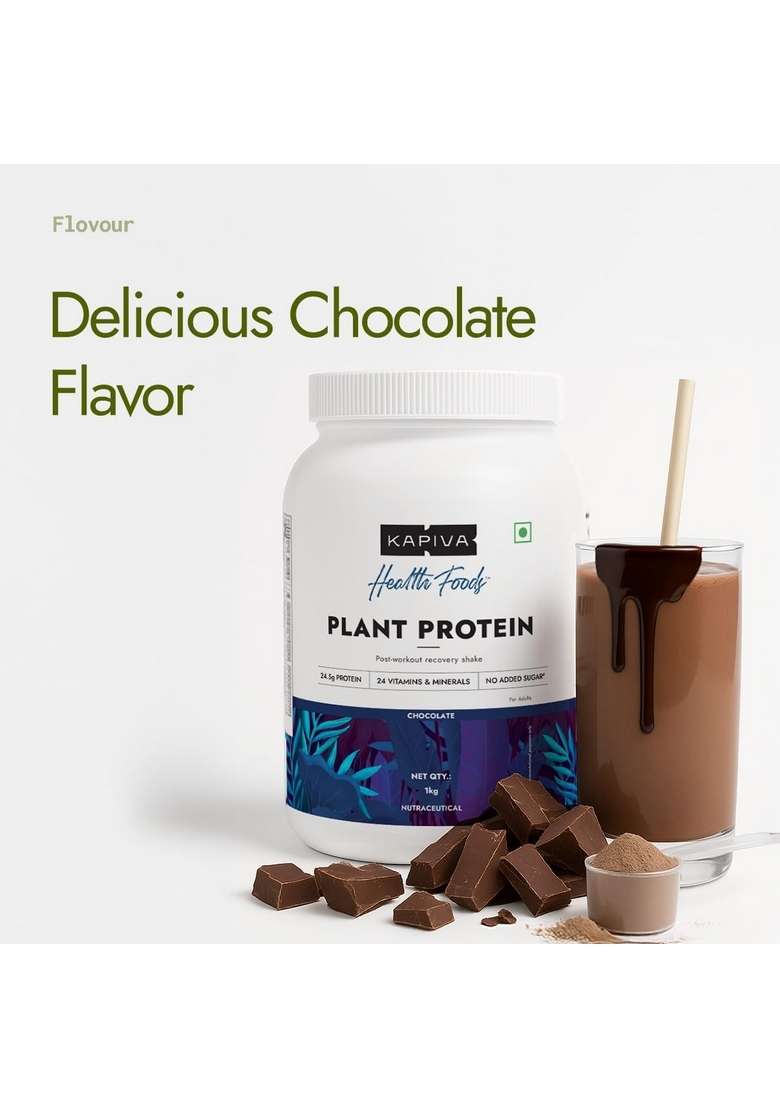 Kapiva Plant Protein | 25G Per Scoop, Chocolate With Vitamins & Minerals Pea Isolate - 1Kg - Indya