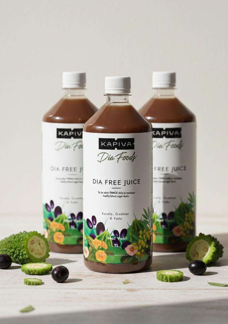 Kapiva Dia Free Juice (4 L) | For Holistic Blood Sugar Care Amla, Karela, Jamun, Guduchi & 7 More - Super Saver Pack Of 4 - Indya