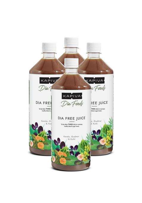 Kapiva Dia Free Juice (4 L) | For Holistic Blood Sugar Care Amla, Karela, Jamun, Guduchi & 7 More - Super Saver Pack Of 4