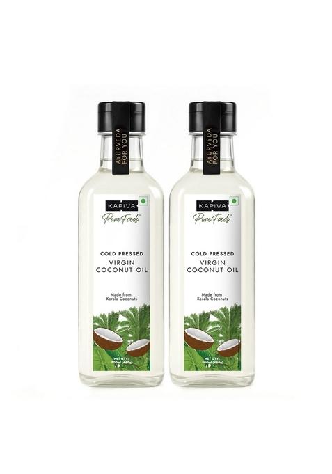 Kapiva Virgin Cold-Pressed Coconut Oil Super Saver Pack 500Ml (Pack Of 2) | 100% Pure, Unrefined & Edible For Cooking, Skin Baby Care, Pulling Hair Keto Friendly