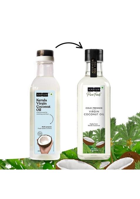Kapiva Virgin Cold-Pressed Coconut Oil Super Saver Pack 500Ml (Pack Of 2) | 100% Pure, Unrefined & Edible For Cooking, Skin Baby Care, Pulling Hair Keto Friendly