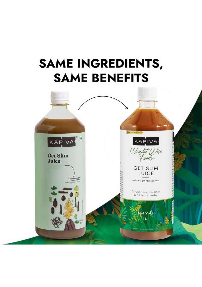 Kapiva Get Slim Juice (2L) Bottle,Pack| Healthy Weight Management Through 12 Ayurvedic Herbs | Aids Metabolism And Digestion - Super Saver Pack Of 2 - Indya
