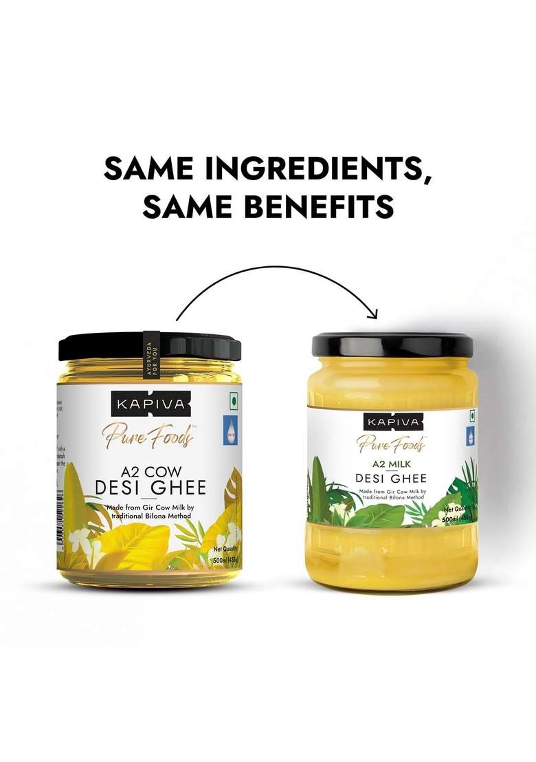 Kapiva Certified A2 Gir Cow Ghee 500Ml | Traditional Vedic Bilona Method Grassfed, Pure & Healthy Curd-Churned Premium Glass Bottle 100% Natural Lab-Tested Rich In Nutrition - Indya