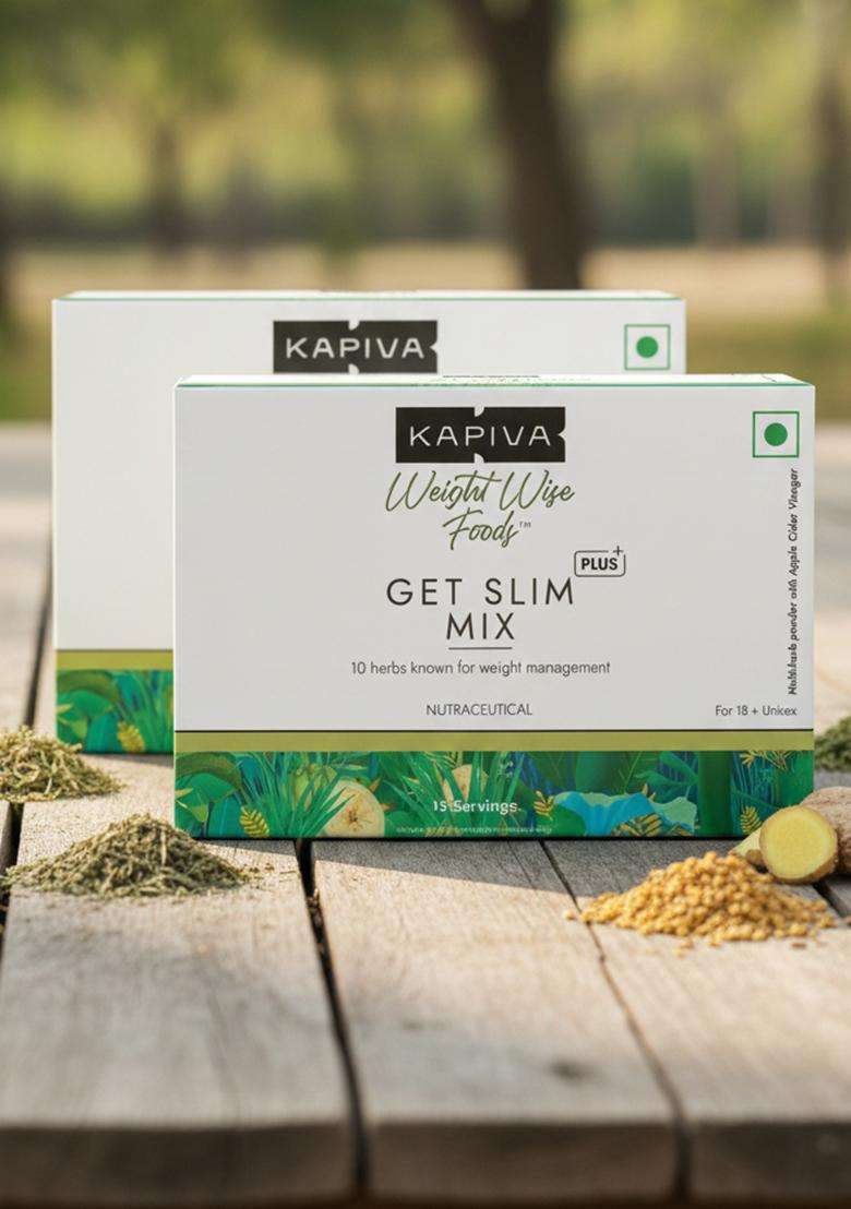 Kapiva Get Slim Mix | Blend Of 10 Weight-Care Ingredients Long-Term Weight Care No Preservatives 15 Sachets, Pack 2 - Indya