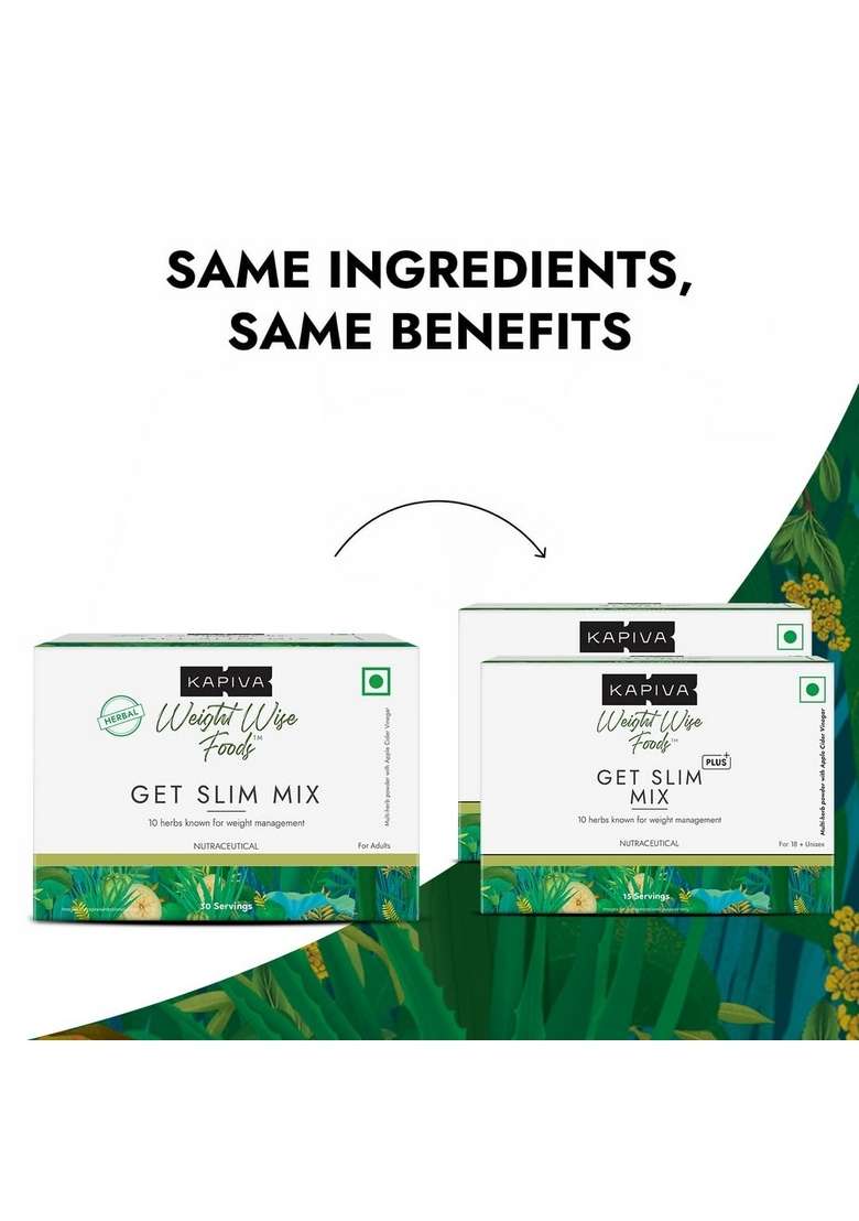Kapiva Get Slim Mix | Blend Of 10 Weight-Care Ingredients Long-Term Weight Care No Preservatives 15 Sachets, Pack 2 - Indya
