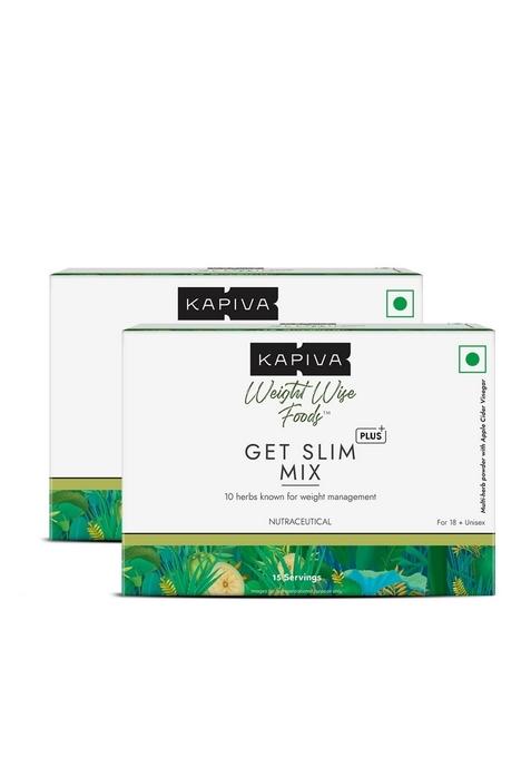 Kapiva Get Slim Mix | Blend Of 10 Weight-Care Ingredients Long-Term Weight Care No Preservatives 15 Sachets, Pack 2