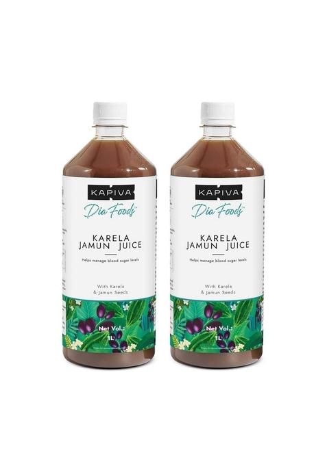 Kapiva Karela Jamun Juice (2L) | Controls Blood Sugar Levels, Lowers Bad Cholesterol Diabetic Care - Super Saver Pack Of 2