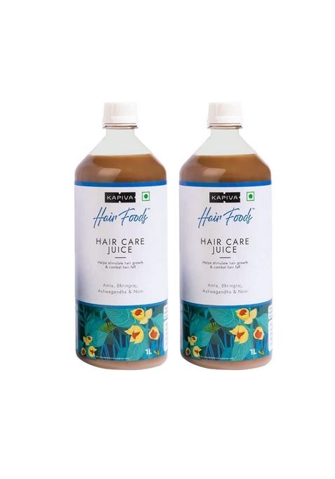 Kapiva Hair Care Juice (2L) | For Growth & Fall Control 100% Ayurvedic With Amla, Noni, Bhringraj And Ashwagandha - Super Saver Pack Of 2