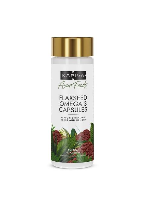 Kapiva Flaxseed Omega 3 Capsules (60N) | Vegetarian Oil Better Joint & Heart Health (60 Cap (Pack Of 1))