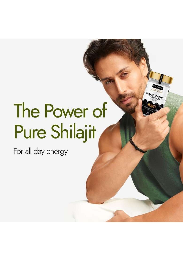 Kapiva Shilajit/Shilajeet Energy 60 Capsules | Made With 100% Pure Shilajit For All Day & Stamina Ashwagandha,Gokshura Contains 12 Vitamins 13 Minerals - Indya