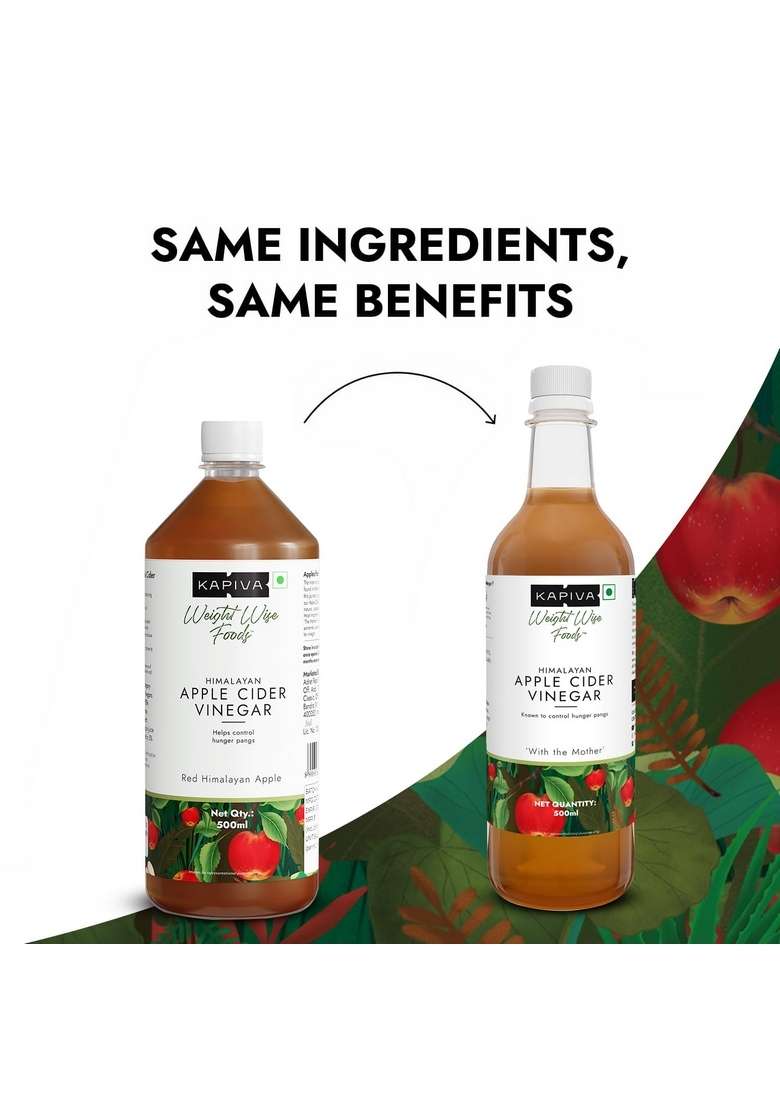 Kapiva Himalayan Apple Cider Vinegar With Mother 500Ml | Raw, Unpasteurized & Unfiltered Helps Digestion Weight Mangement - Indya