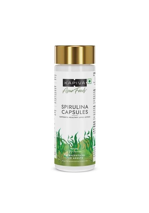 Kapiva Spirulina Capsules |120 Capsule| Contains 60% Protein | Boost Your Immunity Free From Preservative & Pesticides Tablet