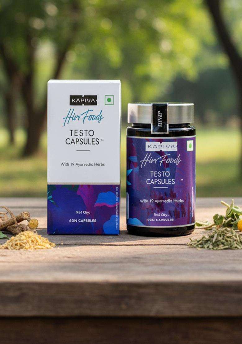Kapiva Testo Capsules - 19 Ayurvedic Herbs For Daily Wellness And Strength | Shilajit, Safed Musli Akarkara (60 Capsules) - Indya