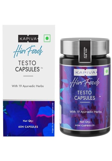 Kapiva Testo Capsules - 19 Ayurvedic Herbs For Daily Wellness And Strength | Shilajit, Safed Musli Akarkara (60 Capsules)