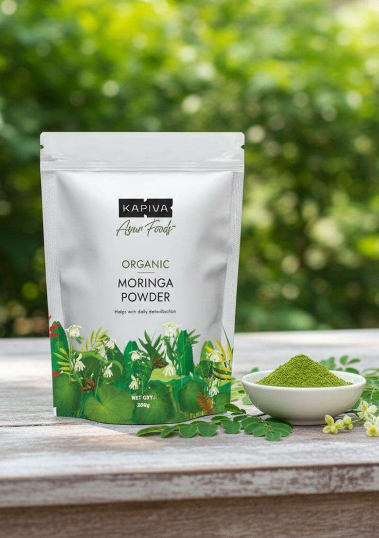 Kapiva Certified Organic Moringa Powder 200G | From Pure Drumstick Leaves Gives Natural Energy & Nutrients - Indya