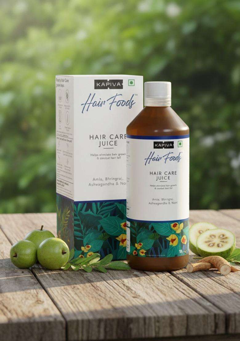 Kapiva Hair Care Juice | For Growth & Fall Control 100% Ayurvedic With Amla, Noni, Bhringraj And Ashwagandha (1L) - Indya