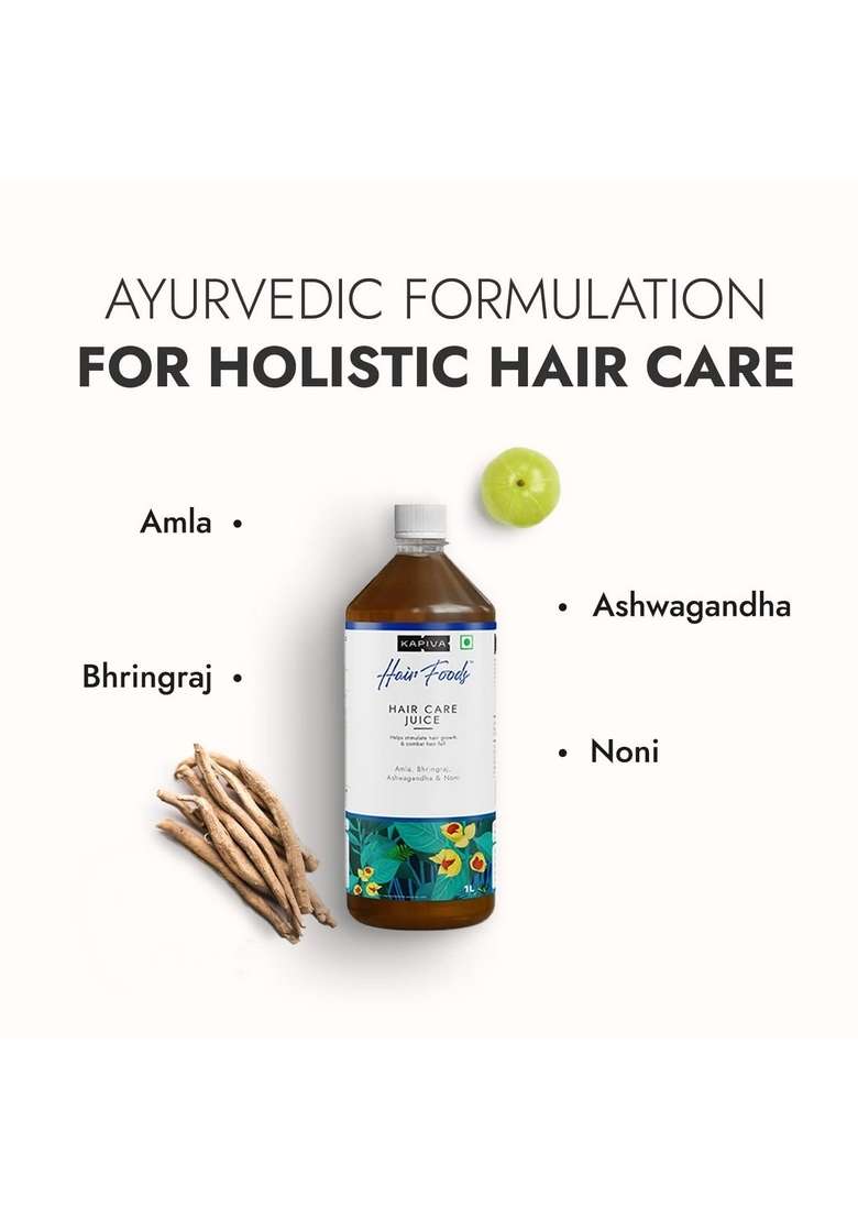 Kapiva Hair Care Juice | For Growth & Fall Control 100% Ayurvedic With Amla, Noni, Bhringraj And Ashwagandha (1L) - Indya