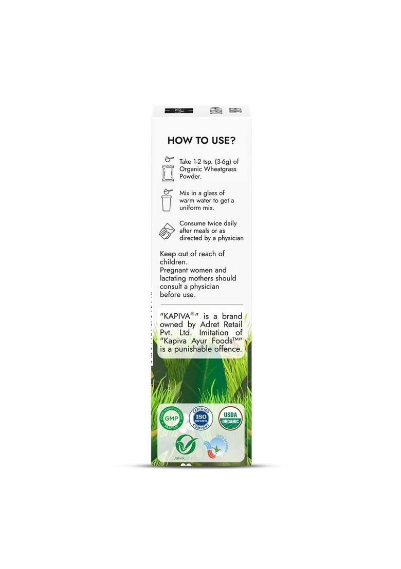 Kapiva Organic Wheatgrass Powder 100G (Pack Of 2) | Usda Certified Detox Your Body Improve Immunity - Indya