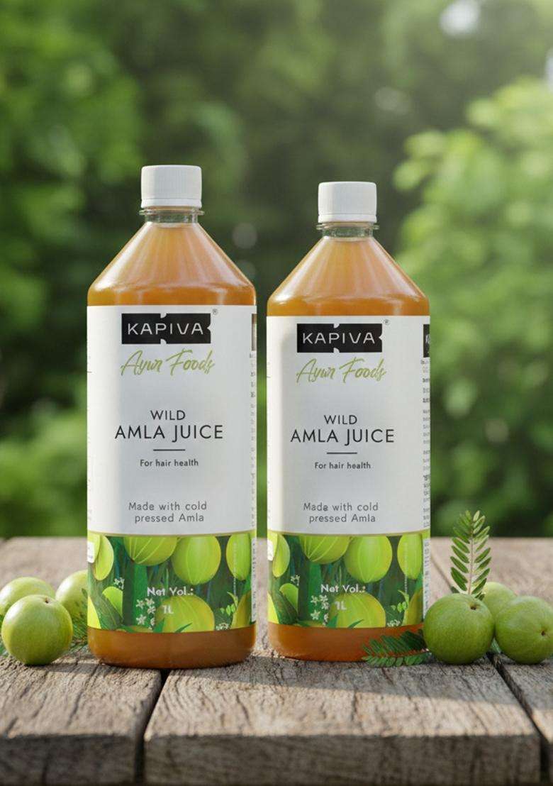 Kapiva Wild Amla Juice (2L) | Suitable For Healthy Hair & Skin Detox Weight Loss Natural Source Of Vitamin C Organic Made With Cold Pressed From Pratapgarh No Added Sugar Super Saver Pack 2 - Indya