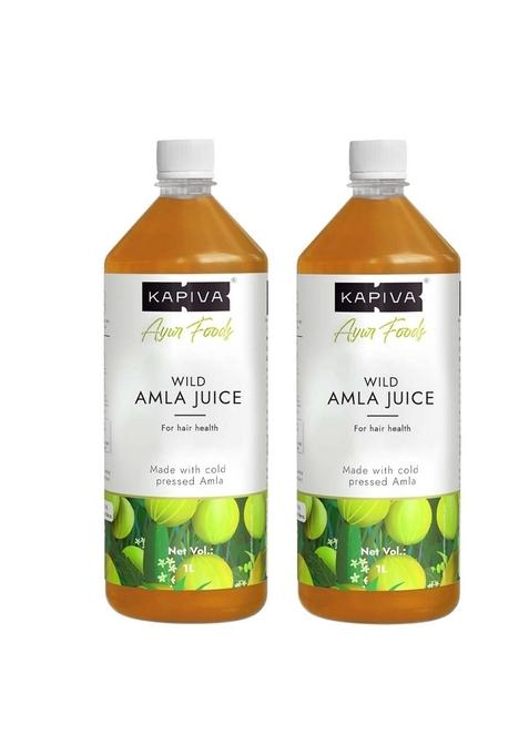 Kapiva Wild Amla Juice (2L) | Suitable For Healthy Hair & Skin Detox Weight Loss Natural Source Of Vitamin C Organic Made With Cold Pressed From Pratapgarh No Added Sugar Super Saver Pack 2