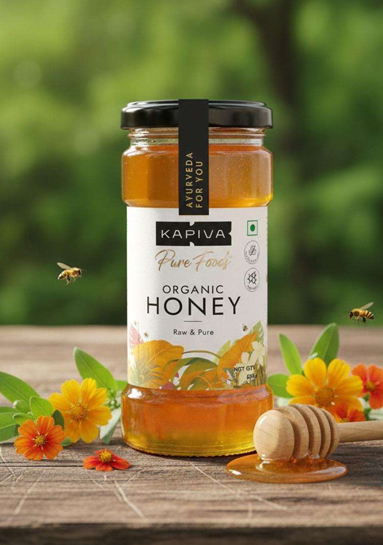 Kapiva Organic Honey 500Gm | Nmr Tested Unprocessed & Unpasteurized |100% Raw Pure Natural Strengthens Immunity 0% Added Sugar No Preservatives - Indya