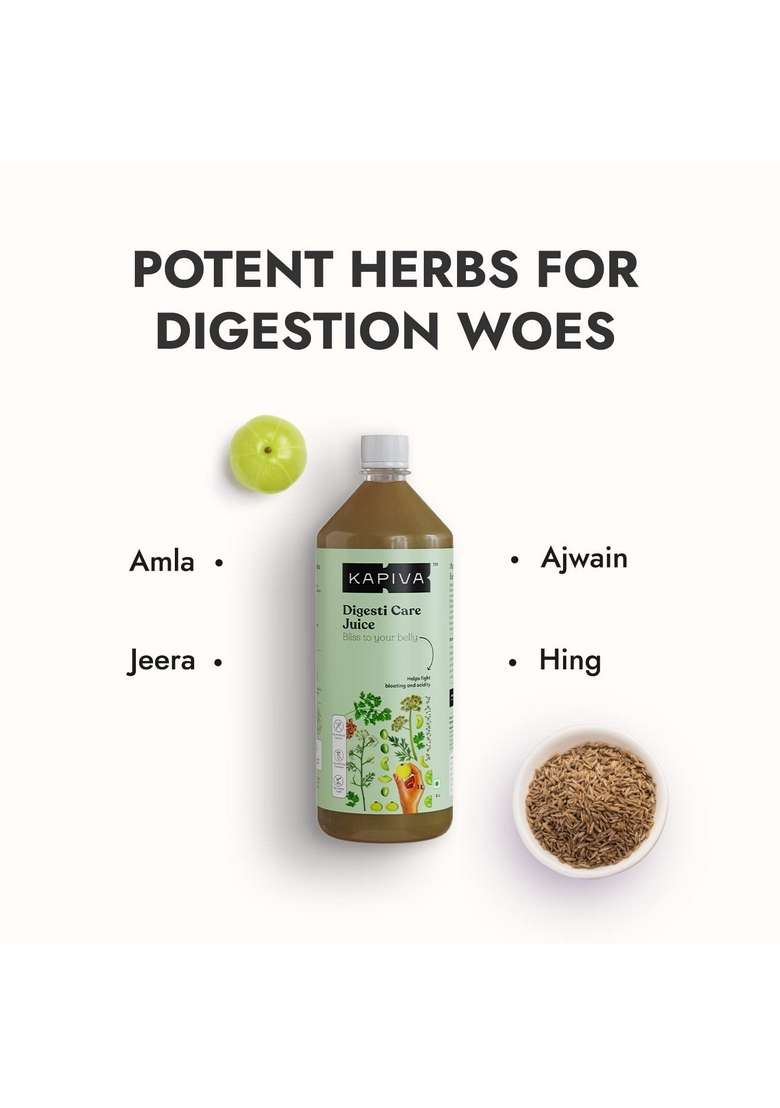 Kapiva Digesti Care Juice - Provides Relief From Acidity & Bloating | Goodness Of Amla, Jeera, Ajwain, And Hing To Aid Digestion Metabolism (1L) - Indya