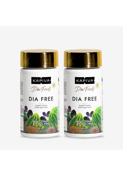 Kapiva Dia Free Capsules | Helps Manage Blood Sugar Levels With Karela, Jamun & Gudmar 100% Ayurvedic Powerful Herbs 1 Month Pack For Diabetes/Diabetic Care 60 (Pack Of 2)