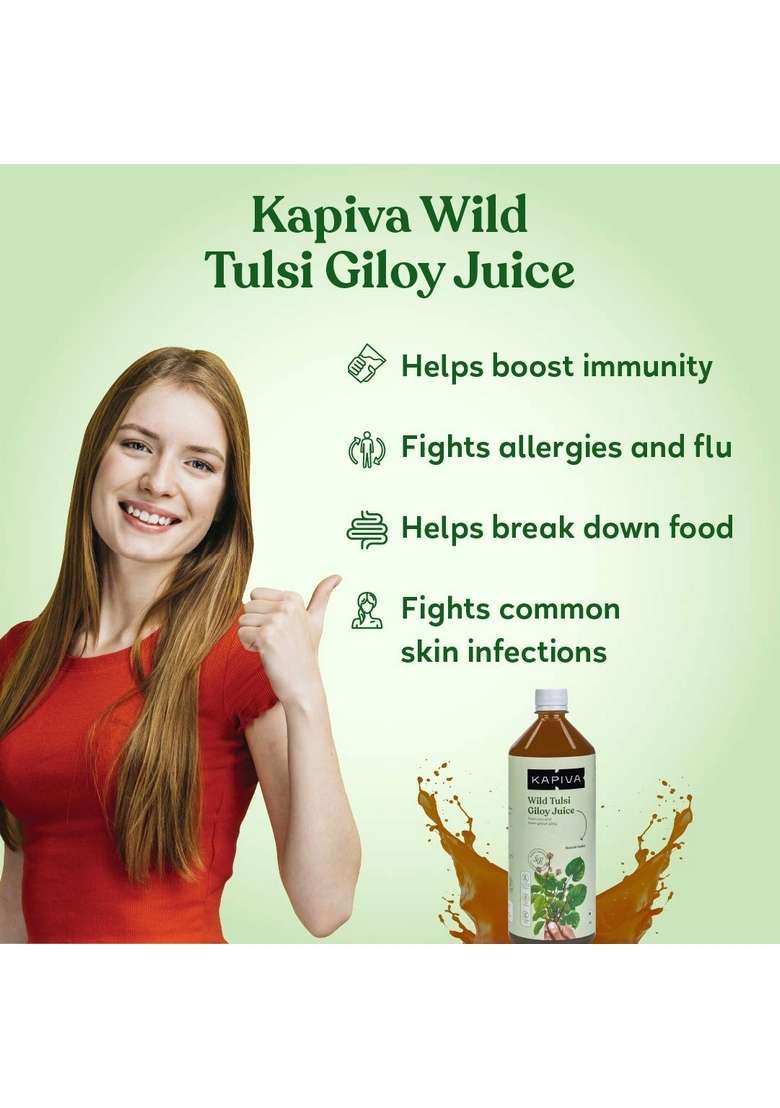 Kapiva Wild Tulsi Giloy 1L + Amla Juice | Boosts Immunity And Digestion Natural Pack Boosters For Adults No Added Sugar - Indya