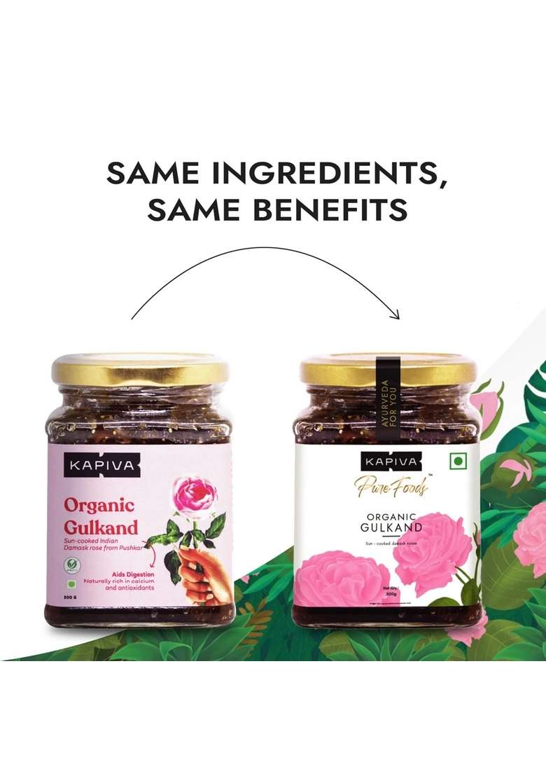Kapiva Organic Gulkand 300Gms (Rose Petal Jam) | 100% Natural Sun-Cooked Damask Roses - Indya