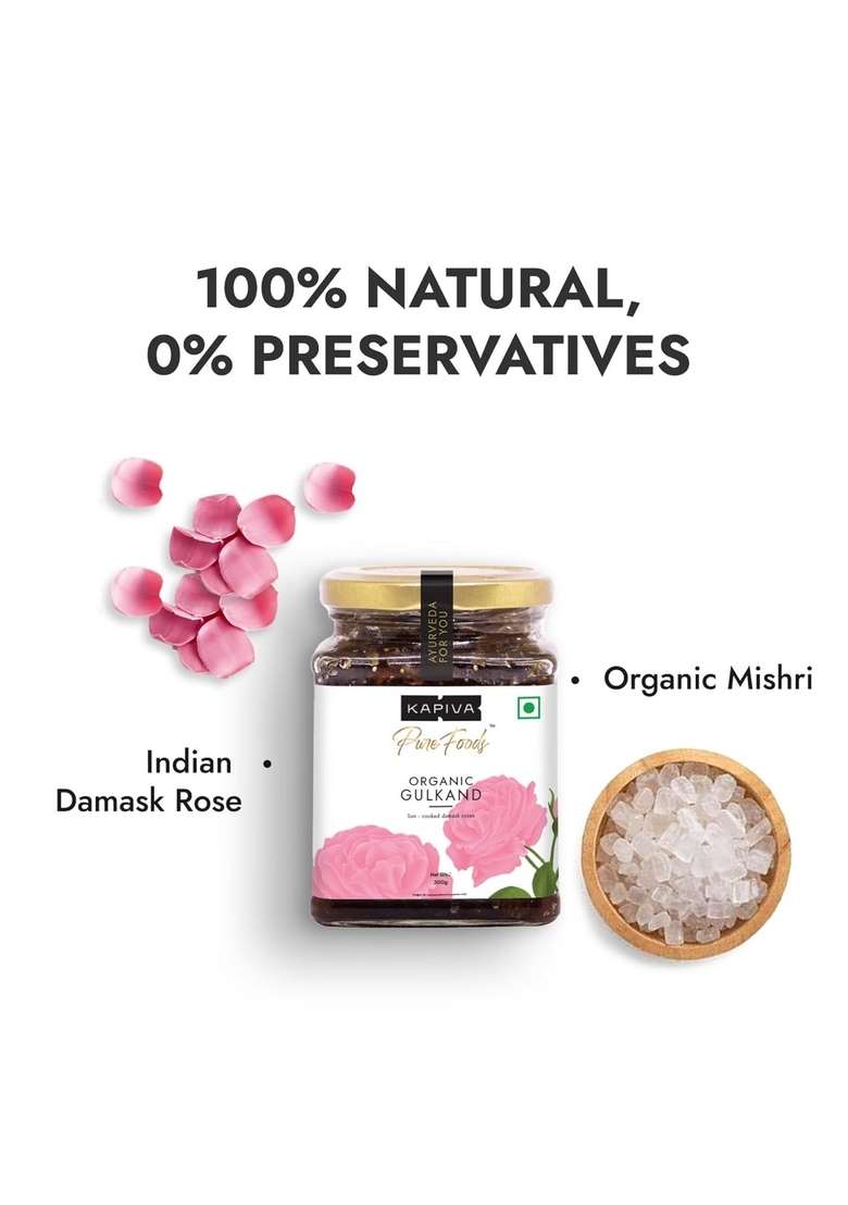 Kapiva Organic Gulkand 300Gms (Rose Petal Jam) | 100% Natural Sun-Cooked Damask Roses - Indya