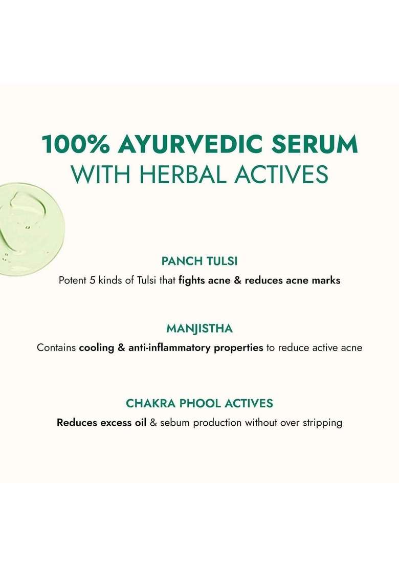 Kapiva Tulsi Anti-Acne Serum 30 Ml | For Acne & Marks Made Safe Certified,100% Ayurvedic With Herbal Actives - Indya
