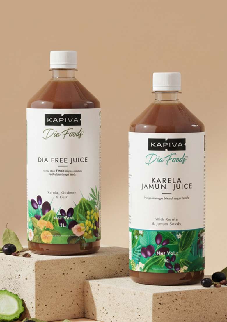 Kapiva Dia Control Combo | Karela Jamun Juice 1L, Diafree 1L Blend With Jamun, Karela, Amla, Guduchi Helps Blood Sugar Level And Build Immunity - Indya
