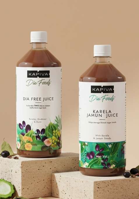 Kapiva Dia Control Combo | Karela Jamun Juice 1L, Diafree 1L Blend With Jamun, Karela, Amla, Guduchi Helps Blood Sugar Level And Build Immunity