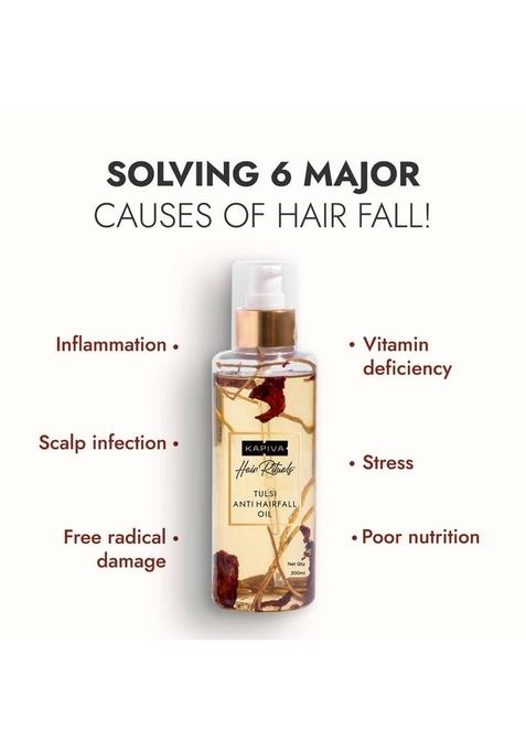 Kapiva Tulsi Anti-Hair Fall Oil (200 Ml) | Visible Results In 2 Months + Kumkumadi Glow Face (30 100% Ayurvedic For Dull Skin, Dark Spots & Pigmentation