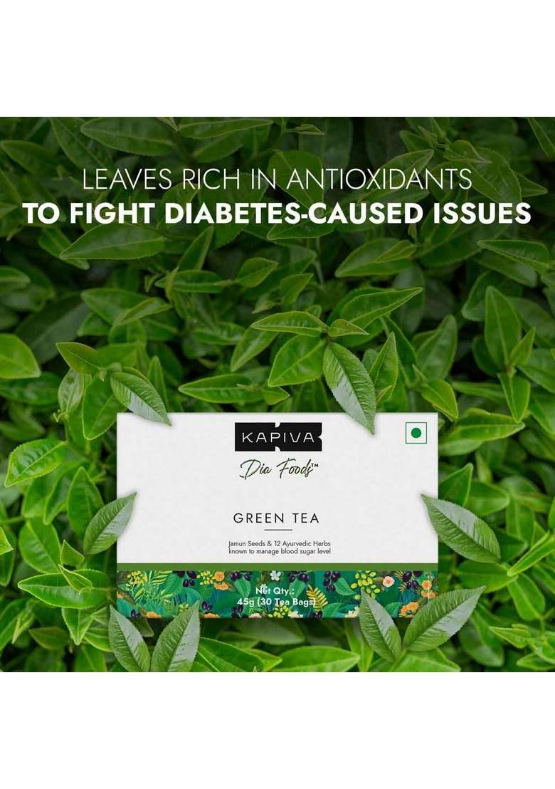 Kapiva Dia Foods Green Tea For Blood Sugar Care | Jamun, Gudmar, Methi, & 10 More - Indya