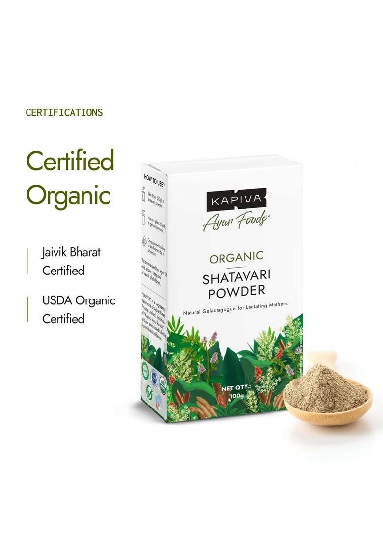 Kapiva Organic Shatavari Powder 100Gms | Promotes Lactation Naturally Helps Maintain Hormonal Balance Non Gmo Certified - Indya