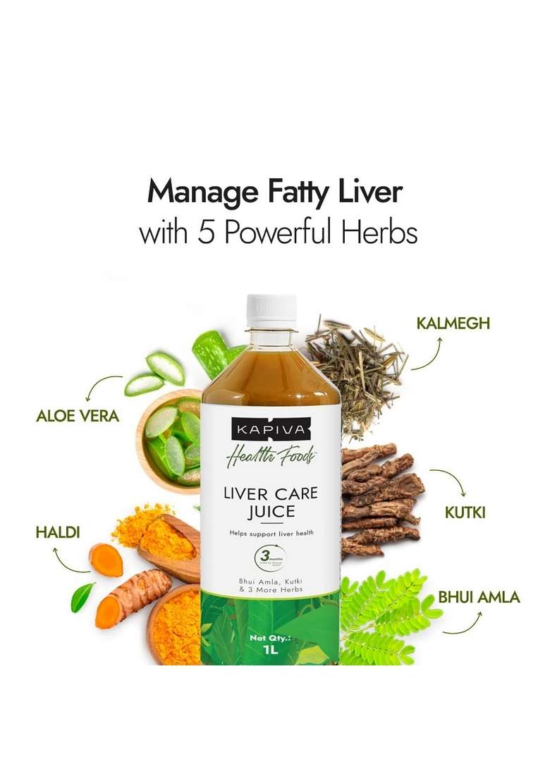 Kapiva Liver Care Juice | Anti-Oxidant Rich Supplement With 5 Ayurvedic Herbs To Benefit Health 1L (Pack Of 4) - Indya