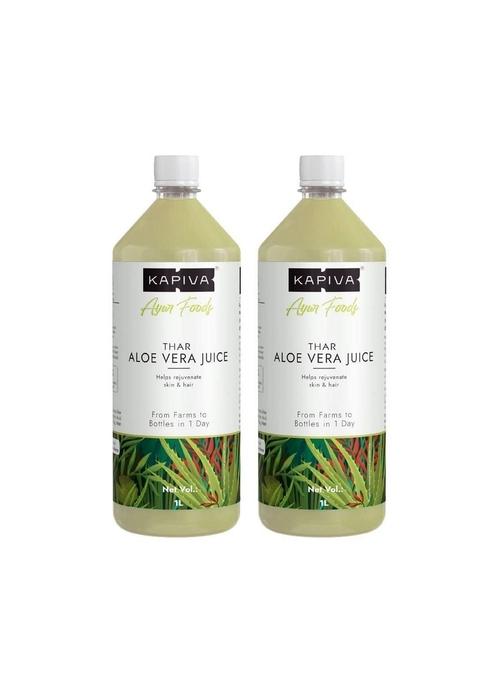 Kapiva Thar Aloe Vera Juice (With Pulp) 1L | Rejuvenates Skin And Hair Natural Made Within 4 Hours Of Harvesting No Added Sugar (Pack 2)