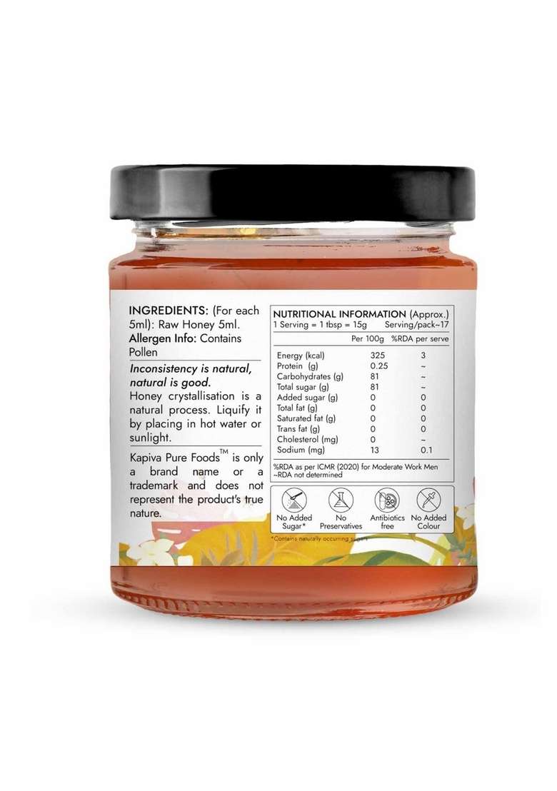 Kapiva Organic Honey 250G | 100% Natural & Strengthens Immunity Aids Digestion - Indya