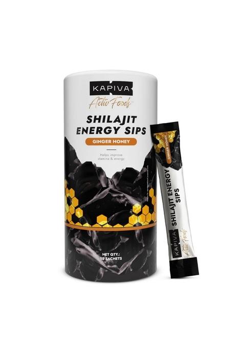 Kapiva Shilajit Energy Sips | With 100% Pure Shilajit/Shilajeet 250Mg Shilajit/Stick Boosts & Stamina Ginger Honey Flavour (15 N)
