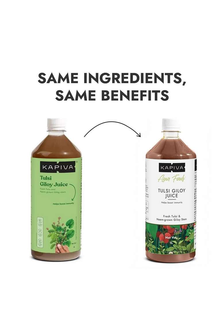 Kapiva Wild Tulsi Giloy Juice (2L) | Fresh And Neem-Grown To Support Immune Health - Super Saver Pack Of 2 - Indya