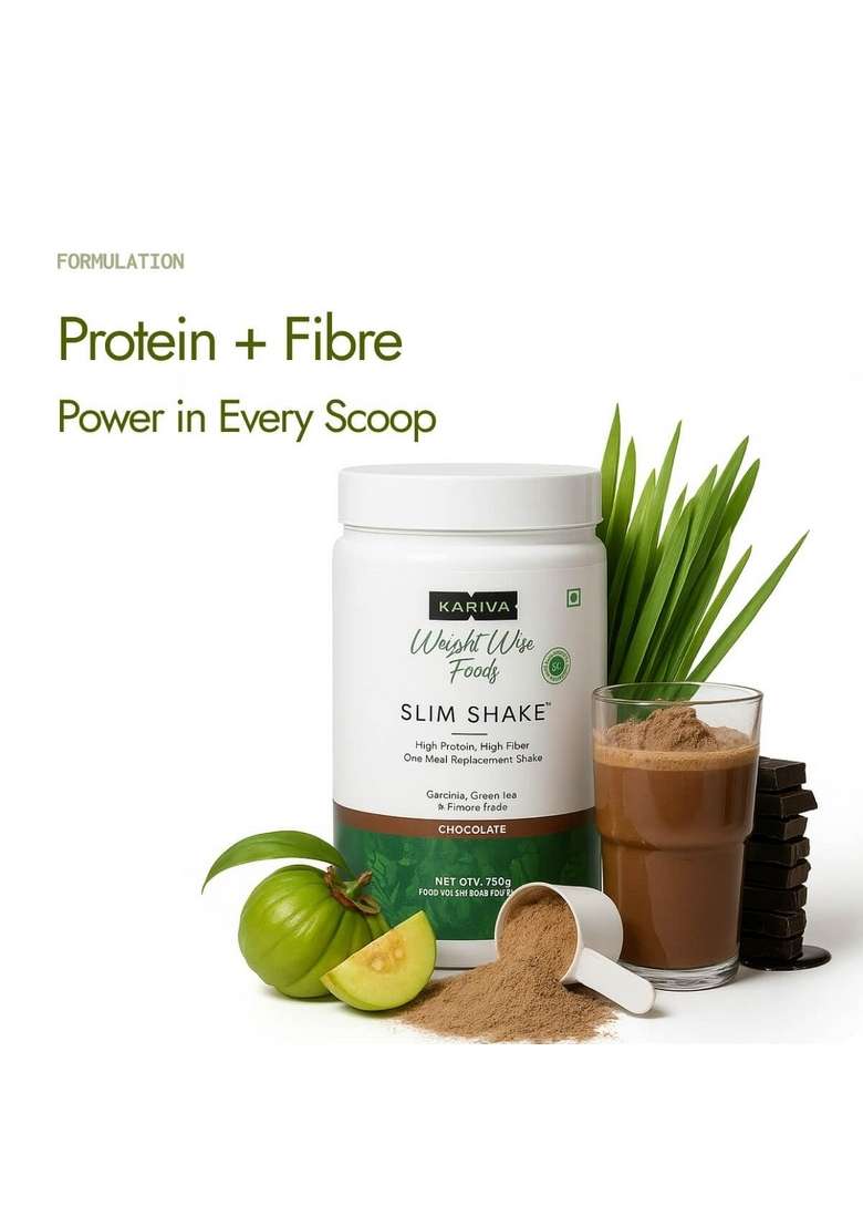 Kapiva Chocolate Slim Shake - Meal Replacement Drink Powered With 7 Ayurvedic Herbs For Healthy Weight Control & Management - Indya