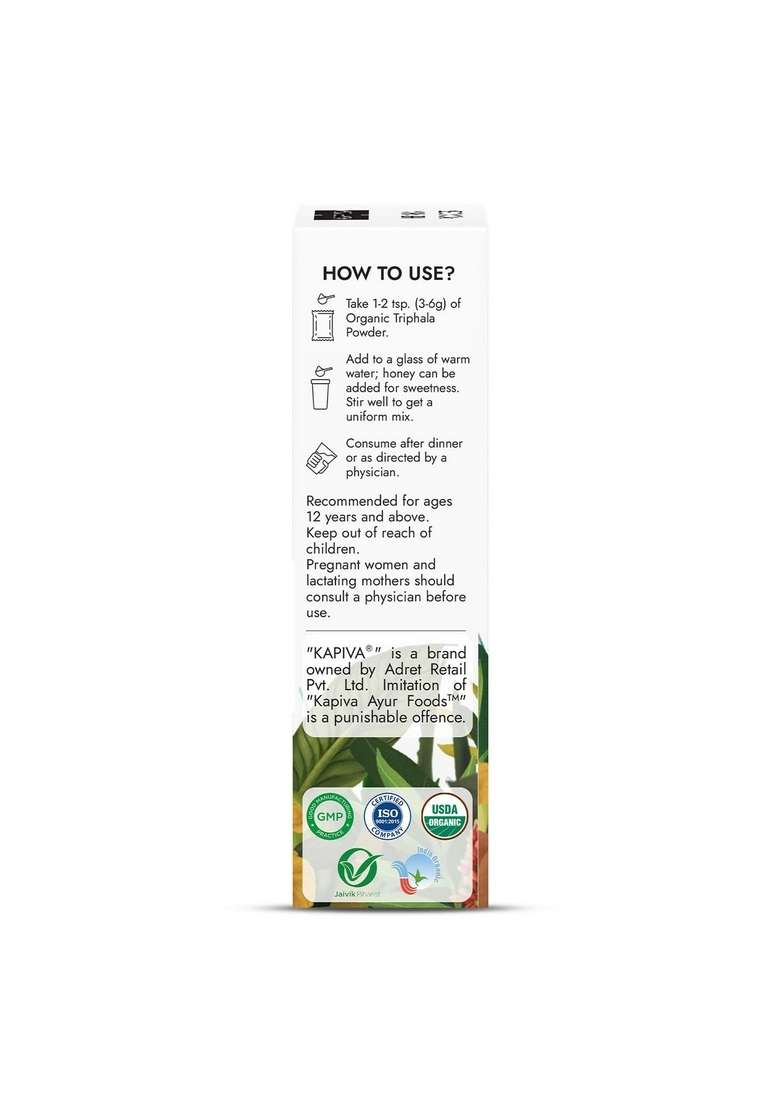 Kapiva Organic Triphala Powder 100G (Pack Of 2) | Helps Relieve Constipation Promotes Gut Health Ayurvedic Digestive Support Churna - Indya