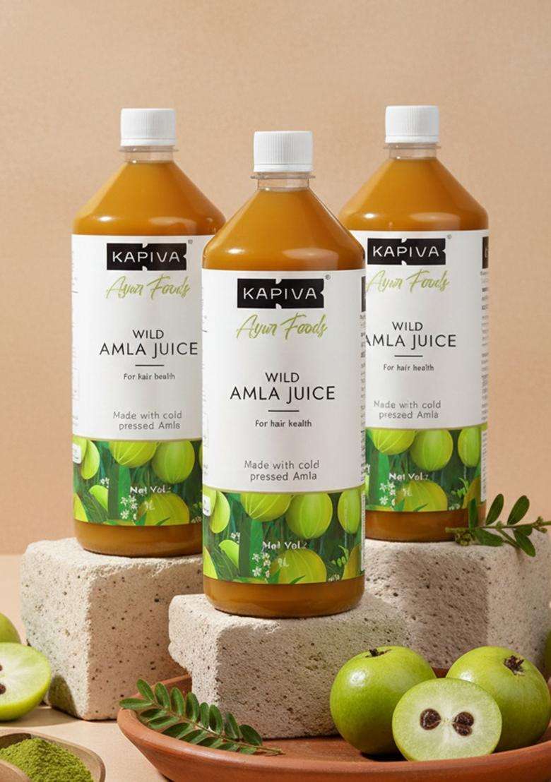 Kapiva Wild Amla Juice (3L) | Suitable For Healthy Hair & Skin Detox Weight Loss Natural Source Of Vitamin C Organic Made With Cold Pressed From Pratapgarh No Added Sugar Super Saver Pack 3 - Indya