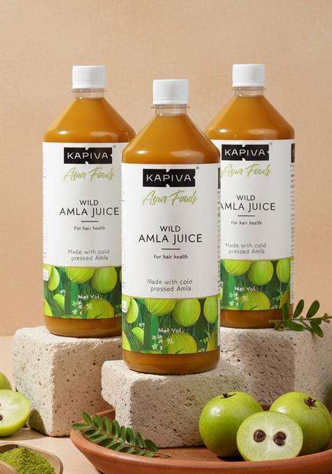 Kapiva Wild Amla Juice (3L) | Suitable For Healthy Hair & Skin Detox Weight Loss Natural Source Of Vitamin C Organic Made With Cold Pressed From Pratapgarh No Added Sugar Super Saver Pack 3