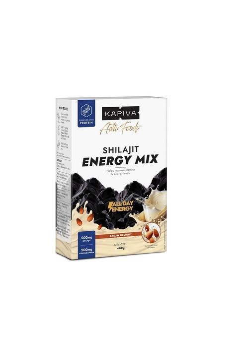 Kapiva Shilajit Energy Mix | Badam Flavour Drink For Men Natural Nutritional Supplement |60% + Fulvic Acid, 80+ Minerals Pure Himalayan Shilajit, Ashwagandha, 5G Protein Improves Daily Energy, Stamina And Focus| 400G